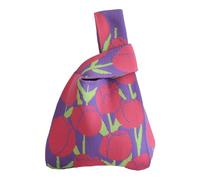 CCAIPU Borsa Tote a Maglia per Donne, Riutilizzabile Shopping Bags Carino Moda Mini Borsa a Mano Casual Mano Carry Tote Knitting Borsa da Polso