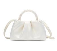 CCAIPU Borse da donna, in morbida pelle PU, pochette alla moda con perle, borsa a tracolla da donna, borsa da sera per matrimoni e feste nuziali, bianco, One Size