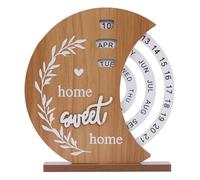 CCAIPU Calendario Perpetuo, Calendario Perpetuo da Scrivania in Legno Calendario Perpetuo Manuale Rotante in Legno Decorazione da Scrivania per Casa Ufficio (Luna)