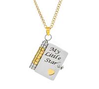 CCAIPU Collana per Figlia- Collana con Ciondolo Regolabile in Acciaio Inossidabile per Regali con 6 Pagine, Gioielli per Figlia per Compleanno, Natale, Laurea (Little Star-Oro e Argento)