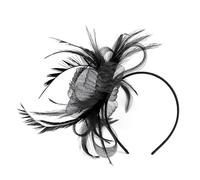 CCAIPU Fascinators per Capelli da Donna, Fascia di Piume con Nastri a Maglia a Fiori Elegante Fermaglio per Capelli Tea Party per Ragazze e Donne (IT, Testo, Taglia unica, Nero)