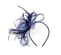 CCAIPU Fascinators per Capelli da Donna, Fascia di Piume con Nastri a Maglia a Fiori Elegante Fermaglio per Capelli Tea Party per Ragazze e Donne (IT, Testo, Taglia unica, Blu)