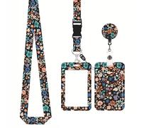 CCAIPU Portabadge Carte ID Floreale, Porta Carte ID Multicolore con Clip Estensibile e Protezione Carte da Collo Rimovibile per Studenti, Insegnanti, Infermieri e Medici (B-Multicolour)