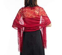 CCAIPU Scialli e Fasce in Pizzo per Donne, Stola e Sciarpe in Maglia Morbida Pashmina Scialli e Nappe da Donna Scialle in Seta per Abiti da Sposa e Festa di Nozze (Rosso-A)