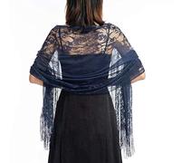 CCAIPU Scialli e Fasce in Pizzo per Donne, Stola e Sciarpe in Maglia Morbida Pashmina Scialli e Nappe da Donna Scialle in Seta per Abiti da Sposa e Festa di Nozze (Blu scuro-A)