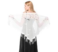 CCAIPU Scialli e Fasce in Pizzo per Donne, Stola e Sciarpe in Maglia Morbida Pashmina Scialli e Nappe da Donna Scialle in Seta per Abiti da Sposa e Festa di Nozze (Bianco-B)