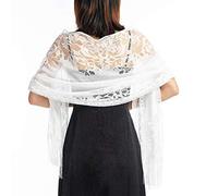 CCAIPU Scialli e Fasce in Pizzo per Donne, Stola e Sciarpe in Maglia Morbida Pashmina Scialli e Nappe da Donna Scialle in Seta per Abiti da Sposa e Festa di Nozze (Bianco-A)