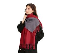 CCAIPU Scialli e Sciarpe di Pashmina per Donne, Sciarpa Invernale a Doppio Colore Grande Sciarpa Lunga di Cashmere da 78 pollici per Donne (Rosso & Grigio)