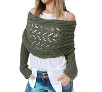 CCAIPU Sciarpa con Maniche per Donna, Scialli Invernali Morbidi con Maniche, Sciarpa Scialle a Maglia a Cavo con Allungamento a Doppia Manica (Verde)