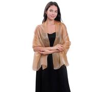 CCAIPU Stola da donna e impacchi, sciarpe trasparenti morbide e scialli in organza luccicanti per abiti da sera matrimonio sposa festa (Oro)