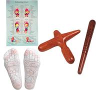 CCcollections Set di strumenti per massaggi terapeutici in legno | Bastoncini per riflessologia e rulli per massaggi per il drenaggio linfatico | Massaggio profondo dei tessuti, sollievo dal dolore