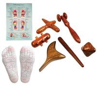 CCcollections Set di strumenti per massaggi terapeutici in legno | Bastoncini per riflessologia e rulli per massaggi per il drenaggio linfatico | Massaggio profondo dei tessuti, sollievo dal dolore