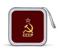 CCCP Hammer and Sickle USSR Custodia per CD divertente organizzatore 40 capacità DVD Collection Storage Bag Wallet Book per auto casa viaggi