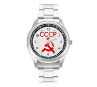 CCCP Star - Orologio da polso al quarzo con numeri arabi e numeri arabi, personalizzato, con stelle, Unione Sovietica, URSS