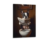 Cccyh_4K__A_Boston_Terrier_dog_sitting_on_the_open_toil_6f042bb7-6e1c-4b81-afd8-f615e8724daa_2 Poster decorativo su tela poster da parete e stampa artistica moderna per la camera da letto della