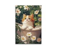 Cccyh_4K__A_cute_orange_and_white_cat_is_sitting_in_the_767065c1-6355-4c4e-995b-aae84f9803d4_3 Poster decorativo su tela poster da parete e stampa artistica moderna per la camera da letto di famiglia