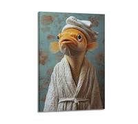 Cccyh_4K__A_fish_wearing_a_white_bathrobe_and_a_towel_o_6d44701a-ff78-47e2-8220-6a11e134023b_1 Poster pittura decorativa su tela poster da parete e stampa artistica moderna per la camera da letto di