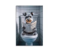 Cccyh_4K__A_gray_schnauzer_dog_sitting_on_the_open_toil_b05ed266-0d44-472c-a4a4-9d6c13e1585e_2 poster pittura decorativa su tela poster da parete e stampa artistica moderna poster per camera da letto