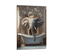 Cccyh_4K__An_elephant_standing_in_a_bathtub_with_bubble_2e132555-5d14-4971-ae85-f702913b89b1_2 Poster pittura decorativa su tela poster da parete e stampa artistica moderna per la camera da letto