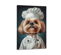 Cccyh_4K__Oil_painting_of_a_Shih_Tzu_dog_wearing_a_whit_a8ad341f-3a84-4b6b-9472-a46259cca74f_2 Poster pittura decorativa su tela poster da parete e stampa artistica moderna per la camera da letto