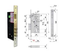 Cce 1.52521.50.0 - Riempimento legno e = 50 Maniglia e bulones fronte dritto Laton Senza Cilindro
