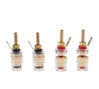 CCeCCe Confezione da 4 connettori terminali amplificatori isolati con estremità a 5 vie, placcati in oro, 4 mm, presa jack femmina a banana con filettatura lunga M4, connettore a vite trasparente per altoparlante fai da te