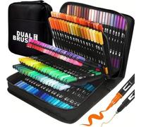 Ccfoud Brush Pen Set, 168 pennarelli a pennello a doppia punta, pennarelli acquerello fineliner per calligrafia