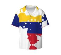 Cchgkpd Camicia da uomo a maniche corte con stampa bandiera del Venezuela, senza pieghe, leggera e comoda per l'estate casual con tasche, Nero , 3XL