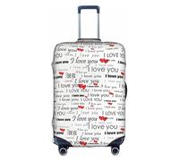 Cchgkpd Copertura per bagagli con scritta "I Love You con cuori", elastica, lavabile, per valigie da 45,7 a 81,7 cm, bianco, S