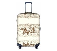 Cchgkpd Copertura per bagagli con stampa di cactus del deserto occidentale con cowboy che cavalca cavalli, elastico e lavabile, per valigie da 45,7-81,7, bianco, S