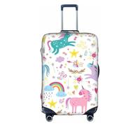 Cchgkpd Copertura per bagagli con stampa di unicorni rosa personalizzata elastica lavabile per valigie da 45-81 cm, bianco, S