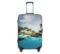 Cchgkpd Copertura per bagagli con stampa tropicale con alberi di cocco e spiaggia personalizzata elastica lavabile per valigie da 45-81 cm, bianco, S