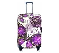 Cchgkpd Copertura per bagagli lavabile elastica personalizzata con stampa di farfalle viola-oro per valigie da 45-81 cm, bianco, S