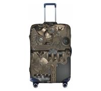 Cchgkpd Copertura per bagagli lavabile elastica personalizzata con stampa di ingranaggi meccanici Steampunk per valigie da 45-81 cm, bianco, M