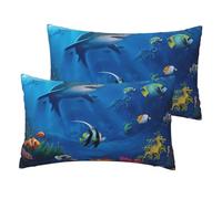 Cchgkpd Set di biancheria da letto in due pezzi con stampa a tema oceano colorato in finto lino, per una decorazione moderna della casa