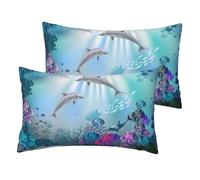 Cchgkpd Set di biancheria da letto in due pezzi con stampa di pesce subacqueo blu oceano in finto lino per una decorazione moderna della casa