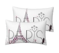 Cchgkpd Torre Eiffel con Parigi coppia Viaggio Fiori Stampa Floreale Finto Lino Set Due Pezzi Stampato Set di Biancheria Da Letto Per Un Moderno Home Decor