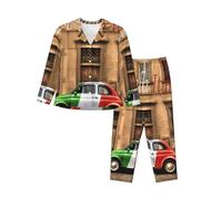 cchgnm Bella Italia Stampa Morbido Pigiama A Maniche Lunghe,Vestiti Del Pigiama Delle Signore, Nero , L