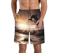 cchgnm Bellissimo costume da bagno da uomo con stampa delfino, ad asciugatura rapida, pantaloncini estivi da spiaggia, adatti per varie attività al chiuso e all'aperto., bianco, L