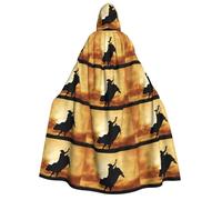 cchgnm Cool Bull Riding Print Halloween Role Playing Costume, Vestaglia medievale retrò mago, mantello da cavaliere con cappuccio per adulti per uomini e donne