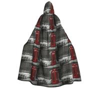 cchgnm Costume da stregone medievale retrò con stampa di cabina telefonica in strade di Londra, mantello da cavaliere con cappuccio per adulti per uomini e donne