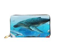 cchgnm Dolphins Sea Turtle Shark Octopus Coral Reef Print Classic Leather Long Clutch Portafoglio, elegante portafoglio da donna con cerniera e scomparti multipli per schede.