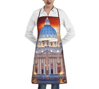 cchgnm Grembiule per adulti con stampa della città del Vaticano, grembiule regolabile con cintura, grembiule da chef con tasche, adatto per cucina, ristorante, barbecue
