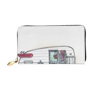 cchgnm Happy Campers Print Classic Leather Long Clutch Wallet, elegante portafoglio da donna con cerniera e scomparti multipli per schede.