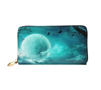 cchgnm Horror Pumpkin Cemetery Print Classic Leather Long Clutch Wallet, elegante portafoglio da donna con cerniera e scomparti multipli per schede.