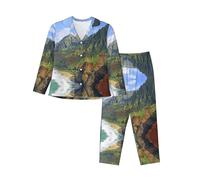 cchgnm Kauai Hawaii Seashore stampa morbido pigiama a maniche lunghe, pigiama da donna, Nero , L