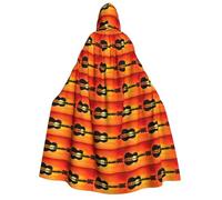 cchgnm Lake Guitar Reflection Print Halloween Role Playing Costume, Vestaglia medievale retrò mago, mantello da cavaliere con cappuccio per adulti per uomini e donne