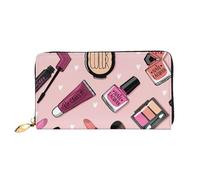 cchgnm Modern Girl Cosmetic Print Classic Leather Long Clutch Portafoglio, elegante portafoglio da donna con cerniera e scomparti multipli per schede.