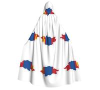 cchgnm Mongolian Flag Map Print Halloween Role Playing Costume, medievale Retro Wizard Robe, Adulto Cappuccio Cavaliere Mantello per Uomo e Donna