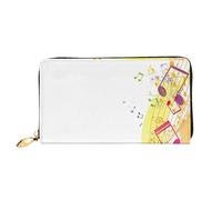 cchgnm Musica astratta a tema stampa classica in pelle lunga portafoglio pochette, elegante uomo 'sabbia portafoglio donna con cerniera e più slot per schede.